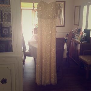 Adrianna Papell strapless off-white sequin gown